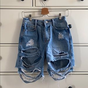 Misguided distressed long boyfriend shorts